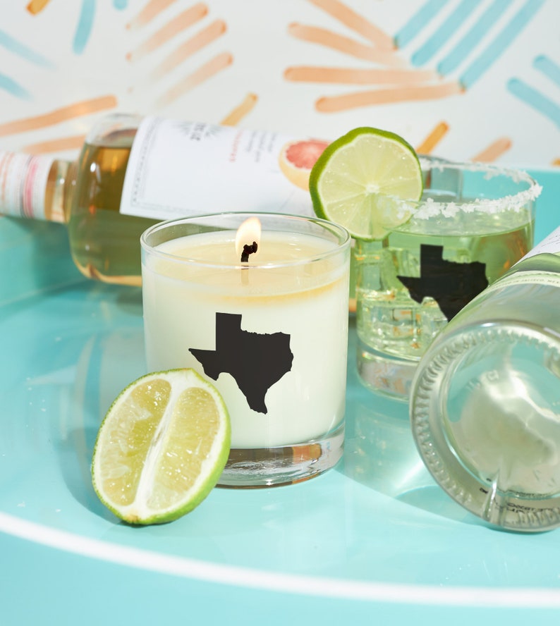 Texas State Candle Texas Gifts Housewarming Gift Corporate Gift Giving Rocks Glass Texas Home State Candles Moving Gift image 6