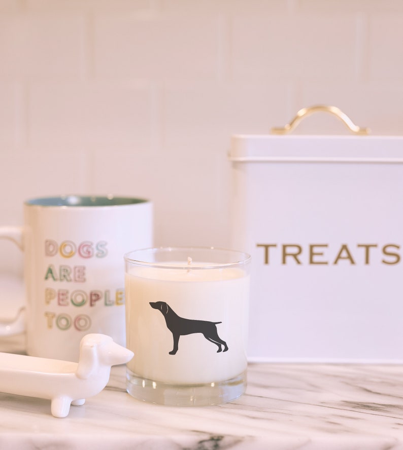 German Shorthaired Pointer Candle: Scented Soy Wax Rocks Glass image 9