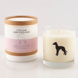 Italian Greyhound Candle | Gift For Italian Greyhound Lover | Greyhound Mom | Greyhound Rescue | Soy Candle In Reusable Rocks Glass