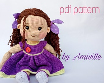 Crochet doll tutorial/Poupée Amigurumi/muñeca  patron/Espanol/ English/amigurumi doll pattern /big size doll/ Emma doll Amiville