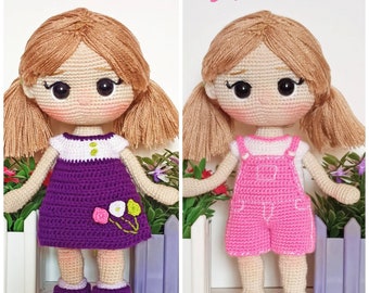 Dress up Crochet doll tutorial/English/ Español /amigurumi doll pattern/Hope doll by Amiville