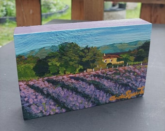 Mini Original Acrylic PROVENCE LANDSCAPE Painting I Original Artwork I Impressionism Style Physical Painting On Wood