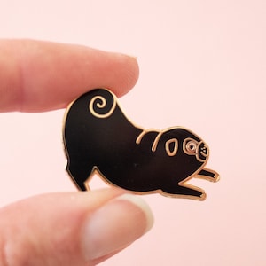 Black Pug Pin, Pug Pin, Dog Pin, Pug Birthday, Pug Gifts, Enamel Pin, Pug Brooch, Pug Badge, Enamel Lapel Pin, Pug Jewellery, Pug Jewelry image 1