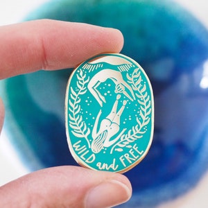 Wild Swimming Pin, Wild Swimmer Pin, Wild Swimming Gift, Skinny Dip Pin, Enamel Pin, Swimming Pin