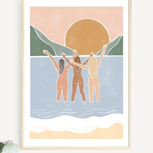 Wild Swimming Print, Wild Swimming Art, Wild Swimming Gift, Wild Women Print, Cold Water Swimming, Nature Lover Print