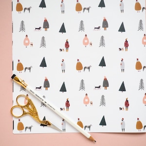 Dog wrapping paper, Scandi Gift Wrap, Pug Christmas wrapping paper, Hygge Nordic Gift Wrap, Eco Friendly Gift Wrap, Pug Gift Wrap image 2