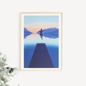 Wild Swimming Print, Wild Swimming Art, Wild Swimming Gift, Jumping In Print, Cold Water Swimming, Nature Lover Print