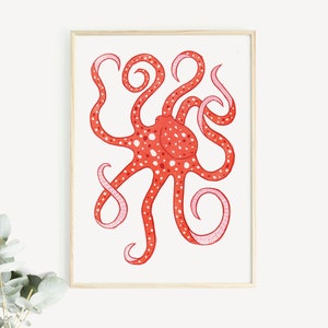 Octopus Lino Print: A4 Nautical Reduction Print