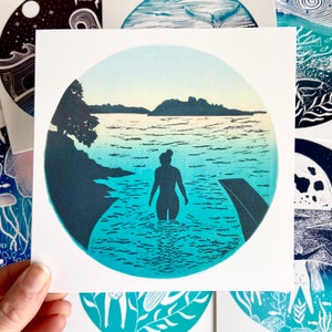 Wild Swimming Card, Swimming Card, Sunrise Swim Card, Cold Water Swimming, Sea Lover Card, Nature Lover Card