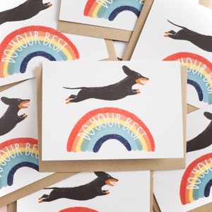 Positive Karte, Do Your Best Karte, Wurst Hund Karte, Regenbogen Karte, Positives Geschenk, Dackel Karte, Hundeliebhaber Karte, Wurst Hund Geschenk