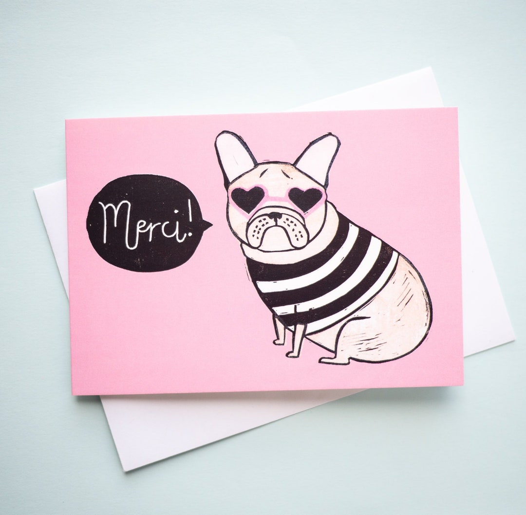 French Bulldog Card, Frenchie Card, Thank You Card, French Bulldog Gift ...