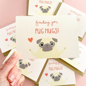 Pug Hug Card, Pug Lover Card, Pug Greetings Card, Pug Hugs Card, Pug Love Card, Pug Gift image 4