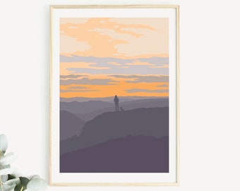 Dartmoor Print, Dog Print, Walker Print, Hiker Print, Pug Print, Sunrise Print, Pug Gift