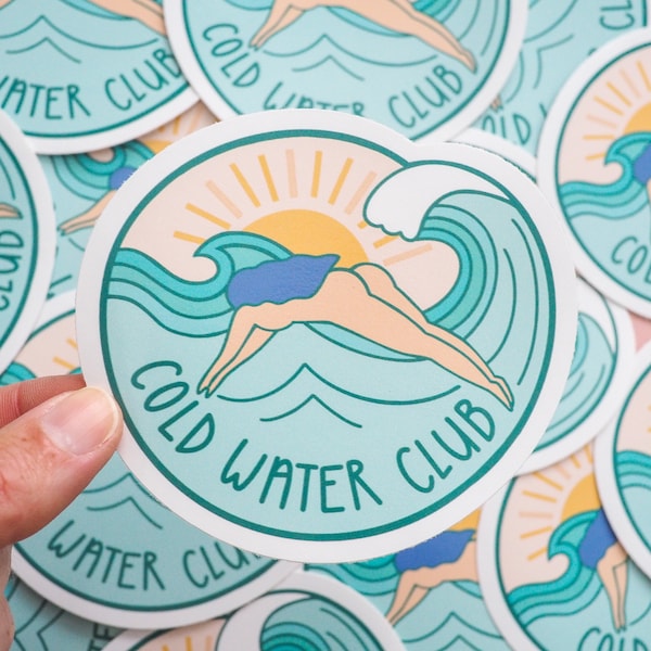 Wild Swimming Window Cling Sticker, Swimming Sticker, Cold Water Club Sticker, Swimmer Gift, Van Sticker, Bumper Sticker