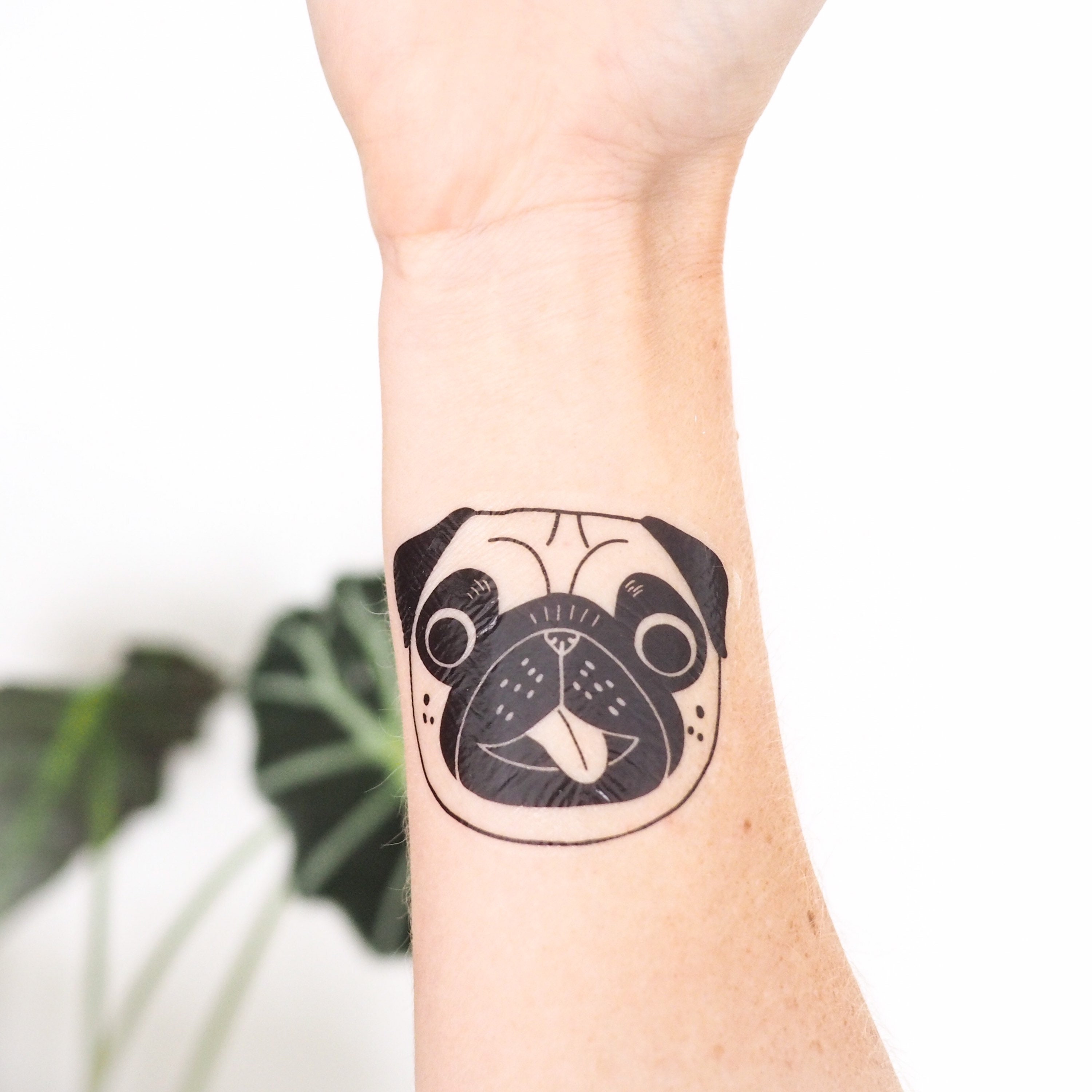 Pug Temporary Tattoo (Set of 3) – Small Tattoos