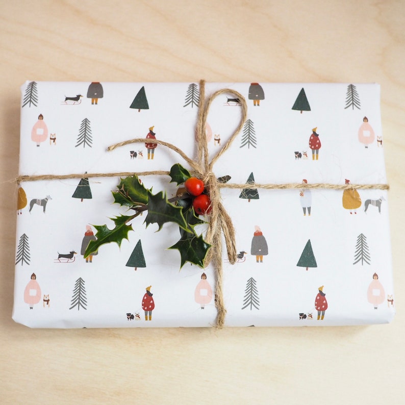 Dog wrapping paper, Scandi Gift Wrap, Pug Christmas wrapping paper, Hygge Nordic Gift Wrap, Eco Friendly Gift Wrap, Pug Gift Wrap image 3