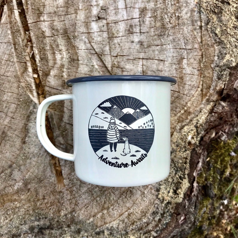 Enamel Mug, Dog Mug, Camping Mug, camping Gift, Dog Walker Gift, Dog Lover Gift, Travel Mug, Camping Mug, Dog Gift, Adventure Awaits image 7