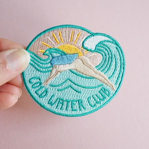 Wild Swimming Iron on Patch, Swimming Patch, Sew on Patch, Cold Water Club, Swimmer Gift