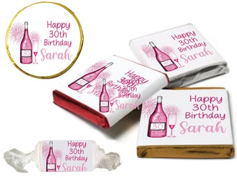 Personalised Pink Wine Glass Milk Chocolate Neapolitans Happy Birthday Mom Mum Nan Grandma Auntie 30th 50th 60th 70th 80th Mother's Day