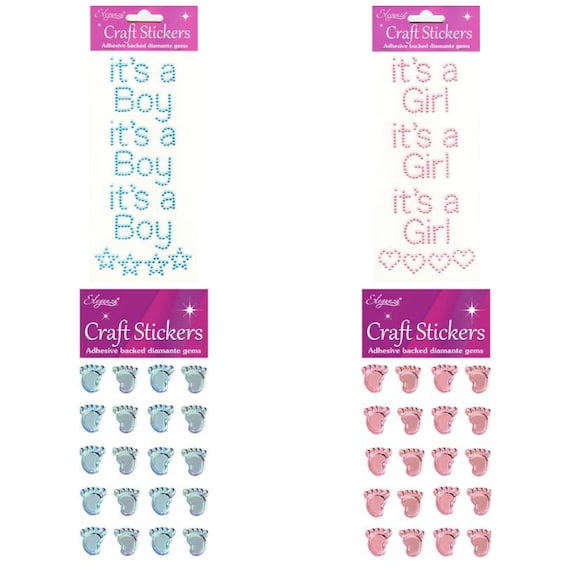 Self Adhesive 15mm Pink//Blue /'It/'s A Girl Or It/'s A Boy/' Stick On Stickers