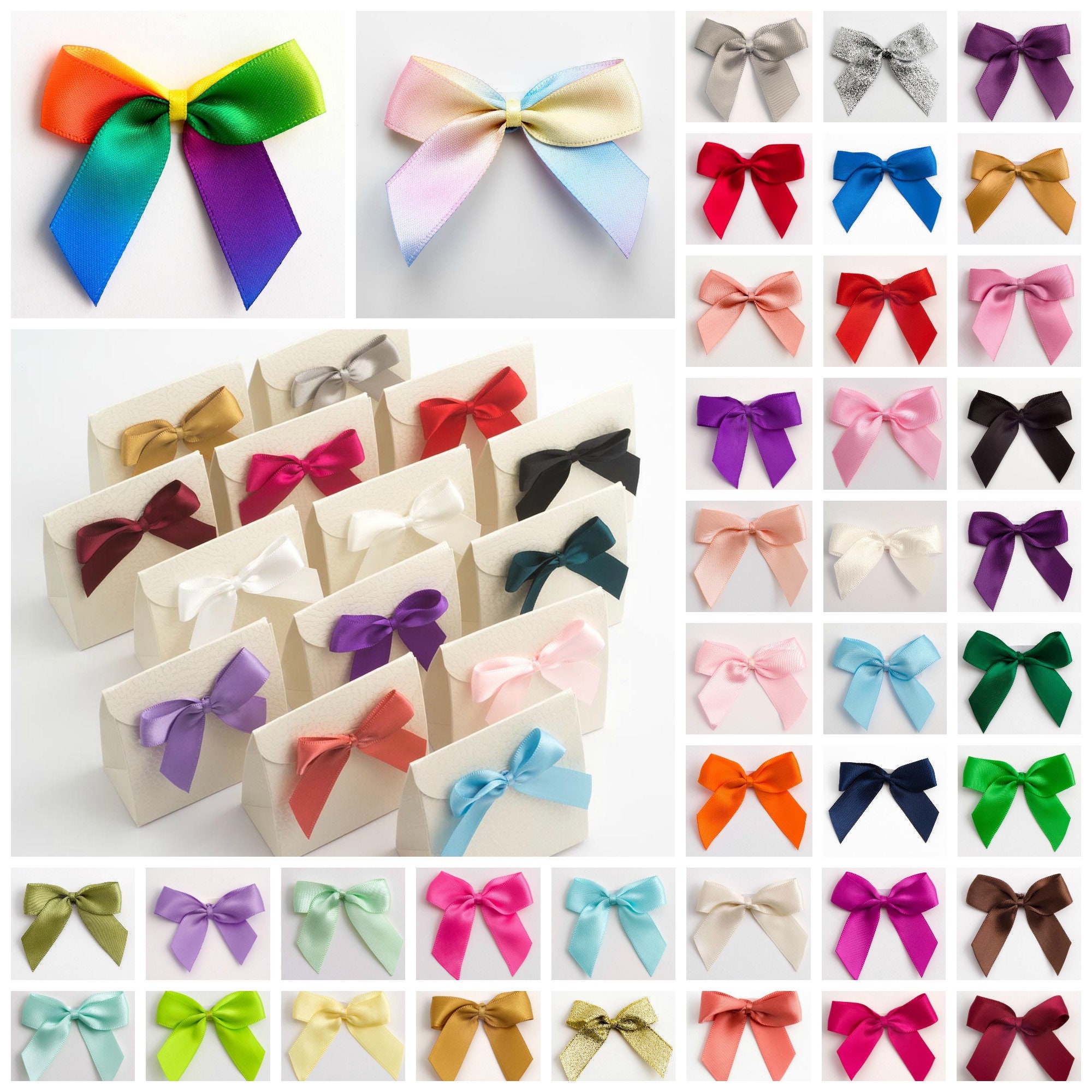 Large 5cm Satin Bows Self Adhesive Sticky PreTied 16mm Ribbon Etsy