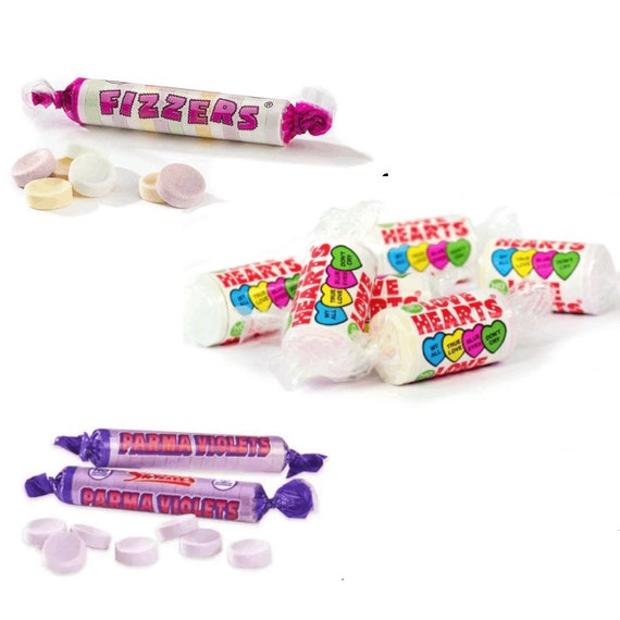 Swizzels Bonbons Rétro Mini Mariage Favors Sac de fête Saint-Valentin Candy  Cart Enfants Mini Love Heart Rolls, Fizzer Rolls, Parma Violets -   France