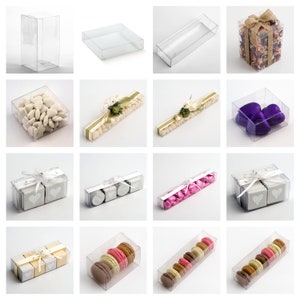 Luxury DIY Wedding Favour Gift Boxes Transparent PVC Clear Rectangular Square image 1