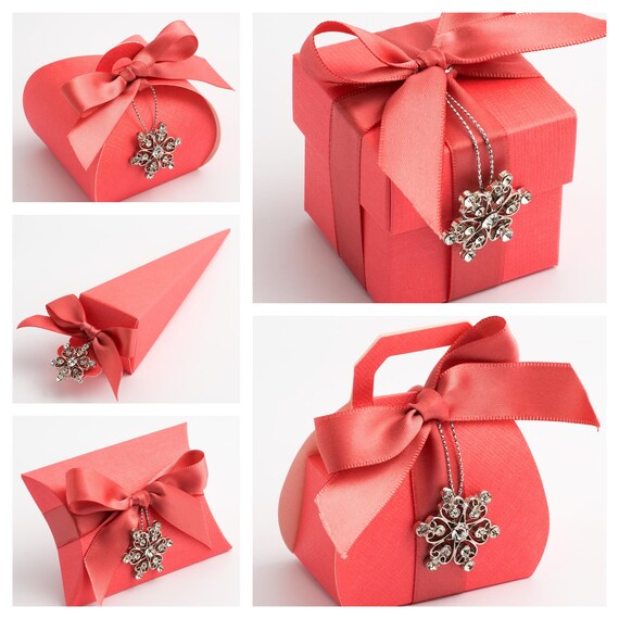 Silk Coral Wedding Favour Boxes Luxury DIY Party Gift Boxes Box