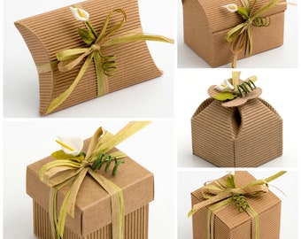 Corrugated Kraft Natural DIY Wedding Party Favour Gift Boxes Shabby Chic Vintage