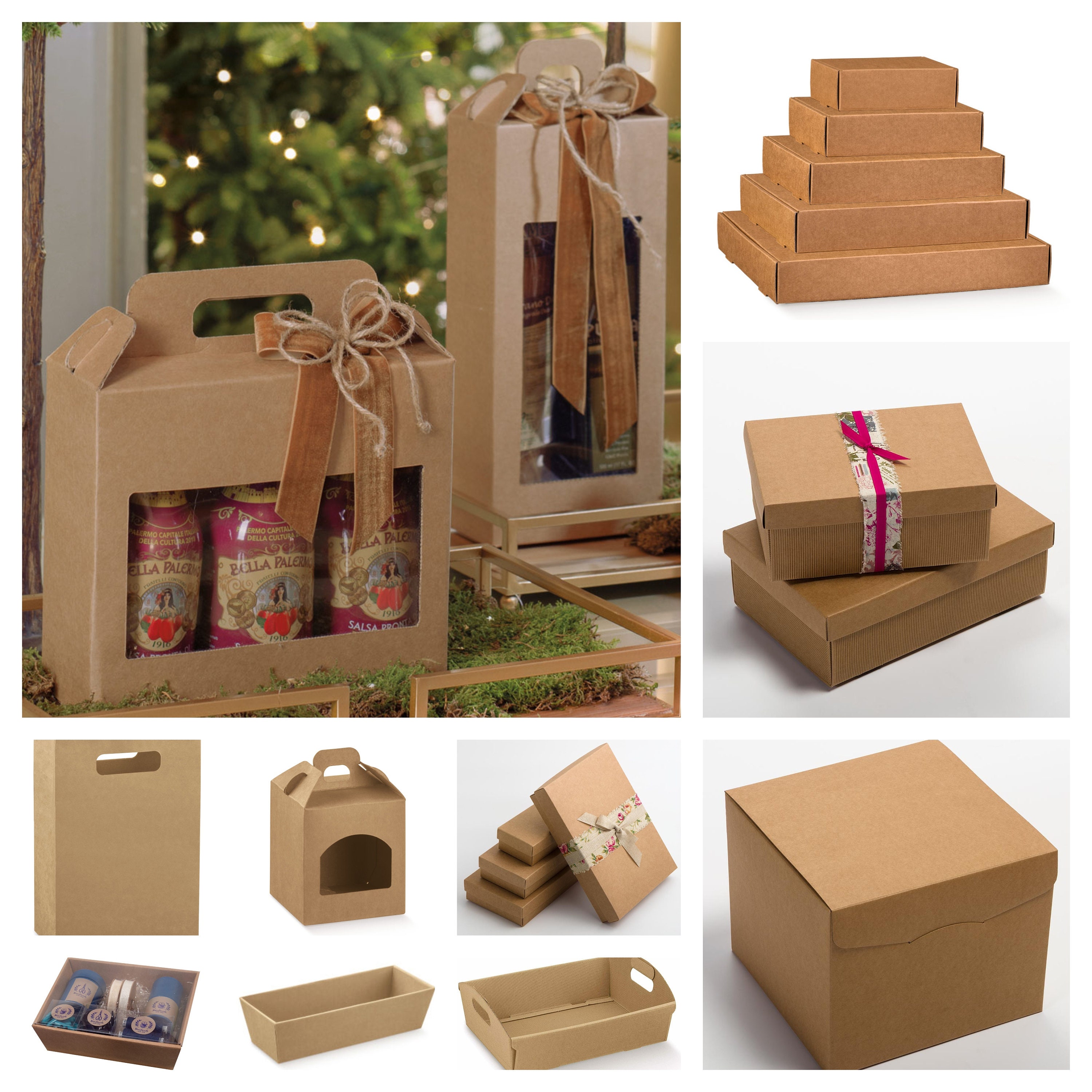 Rustic Kraft Rectangular Hamper Gift Box Lid Trays & Bags Etsy UK