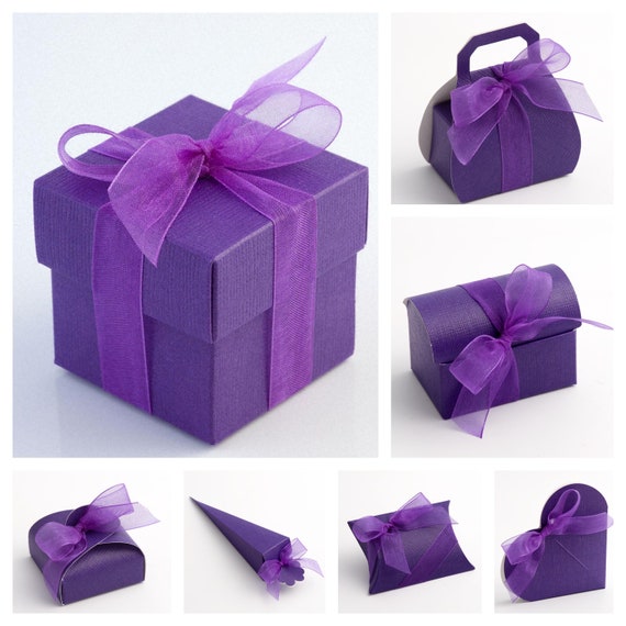 Silk Purple Wedding Favour Boxes Range Luxury DIY Party Gift | Etsy UK