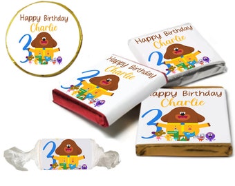 Personalised Hey Duggee Milk Chocolate Neapolitan Children Party Gift Favours Love Happy Birthday 1st 2nd 3rd 4th 5th 6th 7th 8th