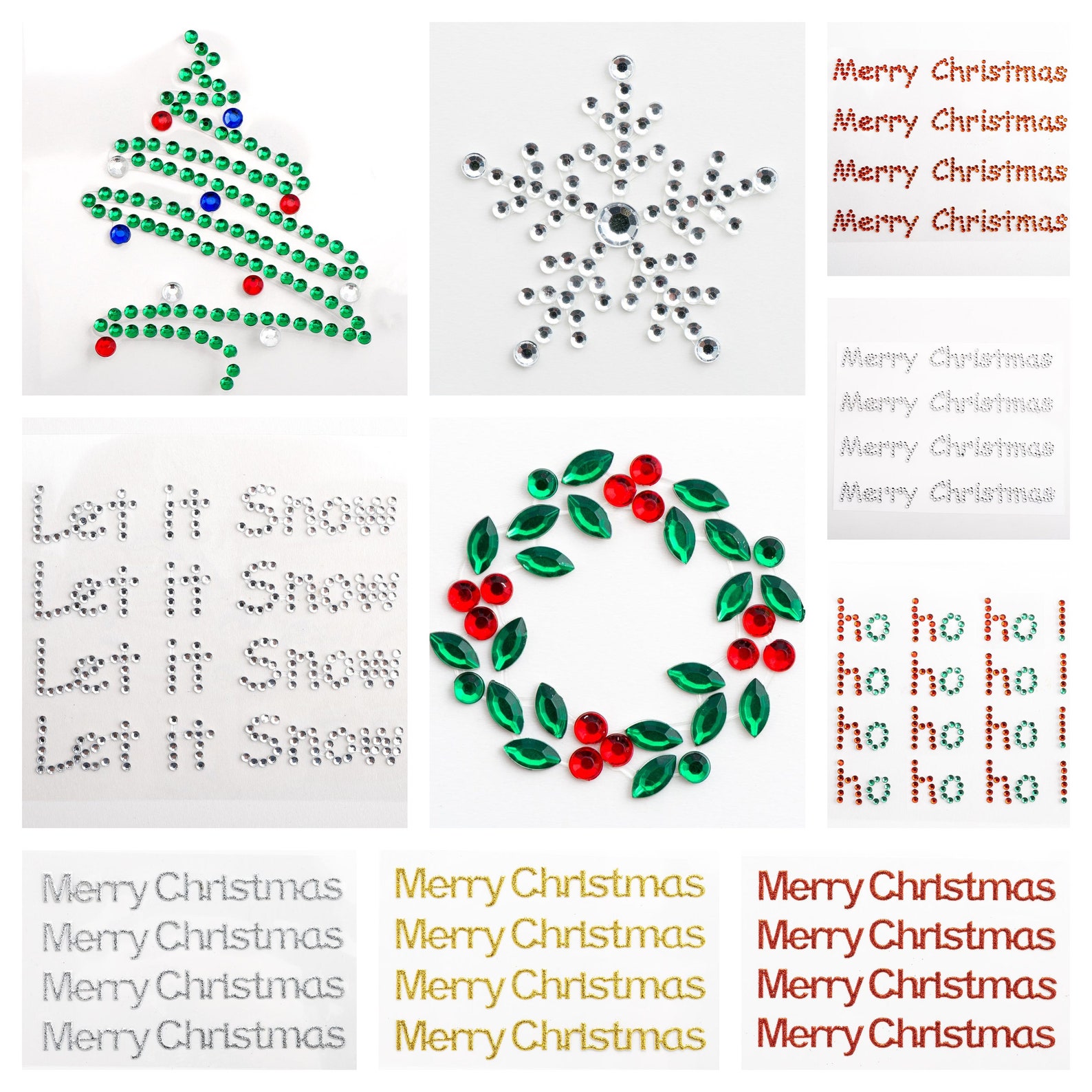 Christmas Self Adhesive Stickers Word Embellishment Craft Etsy