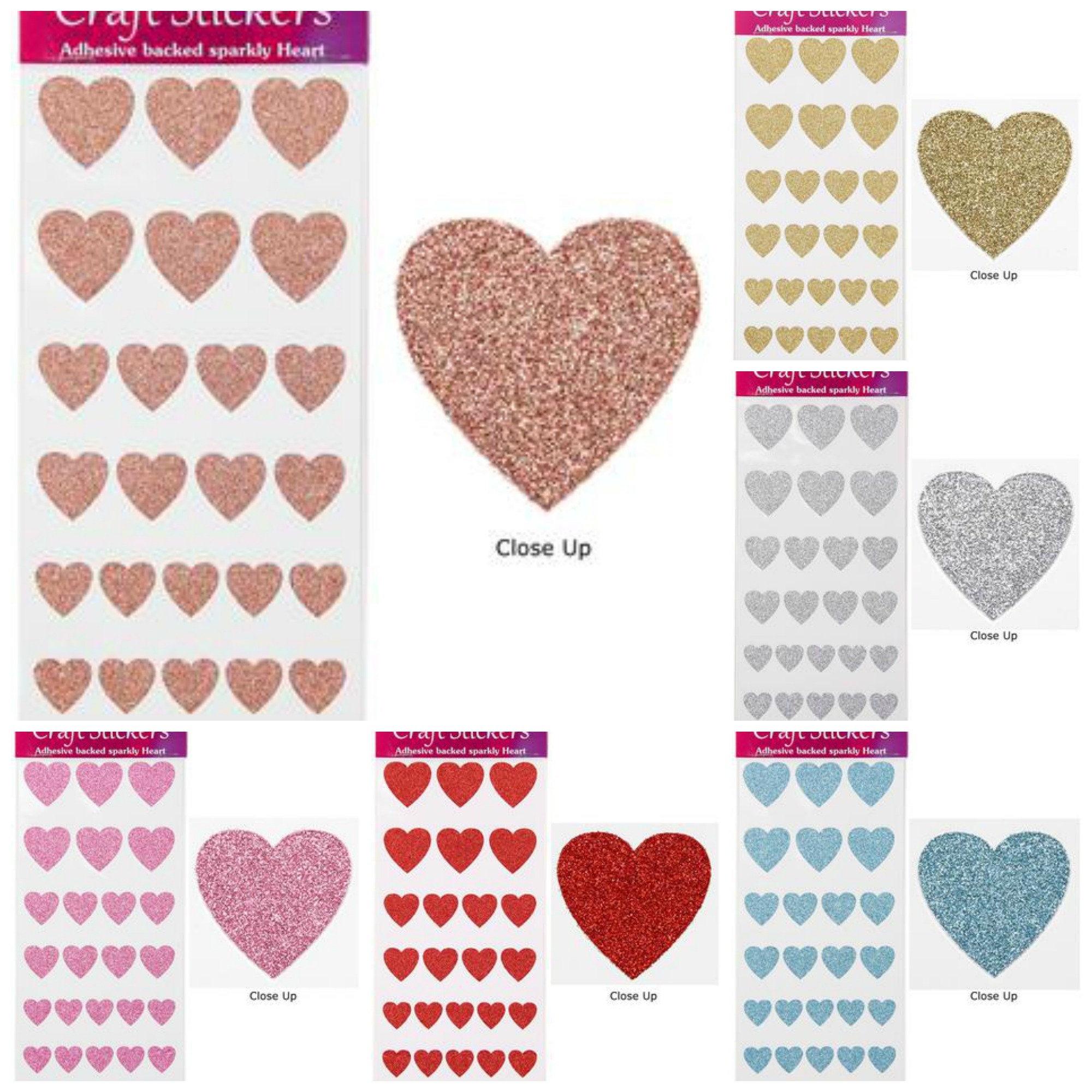 Self Adhesive Glitter Heart Sparkly Stickers Sheet of 30 4 Etsy