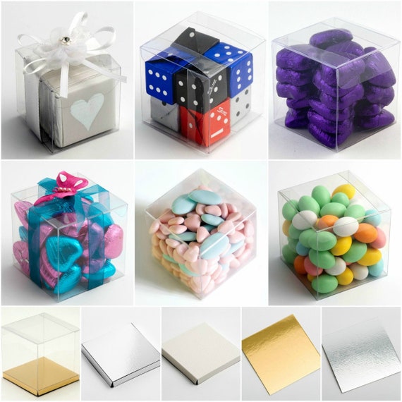 12PCS/pack Plastic Clear Cube Boxes Transparent Wedding Party Decor Gift  Storage Box