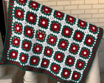Crochet blanket pattern 3 colors Baby blanket pattern Patchwork granny square elements afghan crochet pattern Chunky Christmas decoration