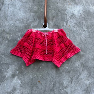 Granny square skirt crochet pattern Mesh crochet skirt summer Bikini coverup beach skirt Low fit mini fishnet skirt diy Hollow out beachwear