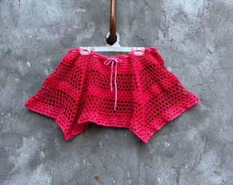 Granny square skirt crochet pattern Mesh crochet skirt summer Bikini coverup beach skirt Low fit mini fishnet skirt diy Hollow out beachwear