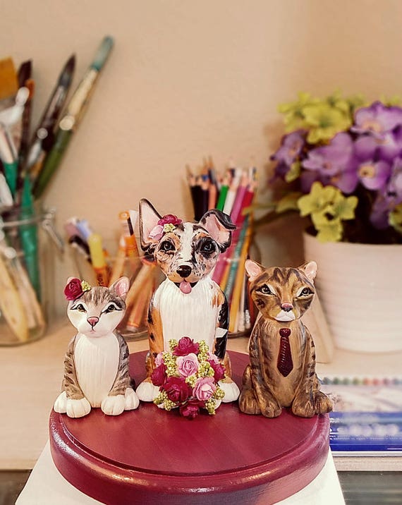 Clay Dog Cake Topper Australian Shepherd/Jack Russell Cake Etsy
