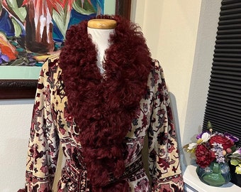 Mongolian Lamb Fur & Tapestry Russian Princess Coat by Anne Klein