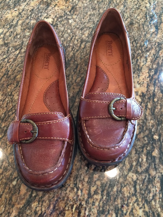 Born Brown Leather Loafers - size 8