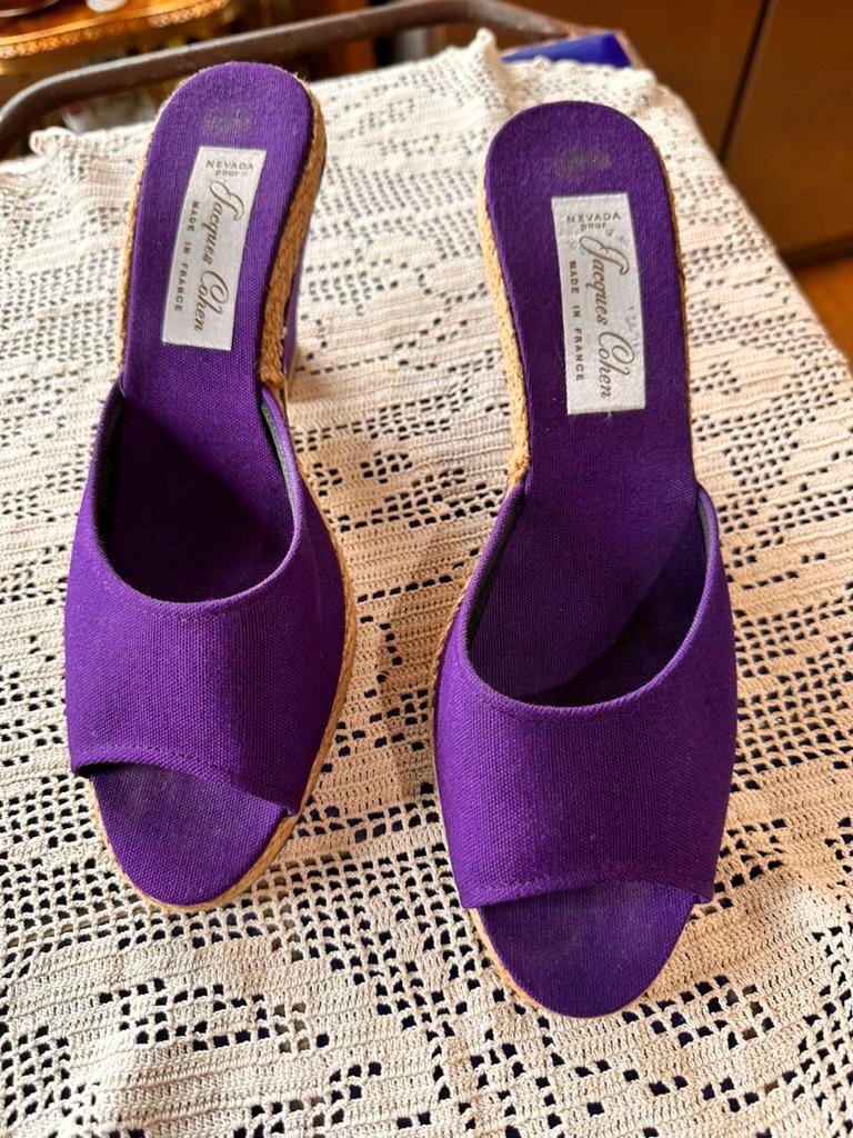 French Espadrilles by Jacques Cohen Paris/ Violet Purple Canvas