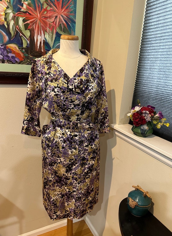 Lilac & Forsythia Silk Print 1950s Tailored Shirtw