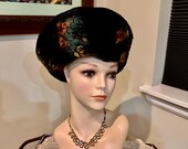 Pheasant Feather Hat / MCM High Fashion or Fantasy Costume Hat of Black & Brown Feathers - Vintage 1950s