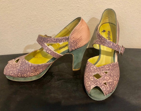 Farylrobin 1940s Style Platform Open Toe Pumps in… - image 1