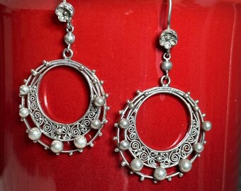 Silver Filagree Earrings for Flamenco - Antique Filagrana Cordobesa Handmade in Spain -