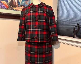 Classic 1960s MOD Pendleton Plaid Suit with Rare Mini Skirt