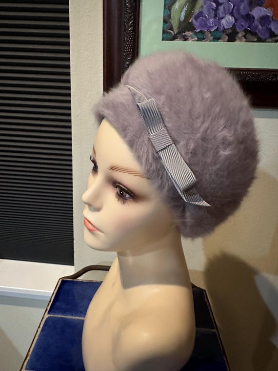 Lavender Angora Kangol Beret Hat From England / Vintage 