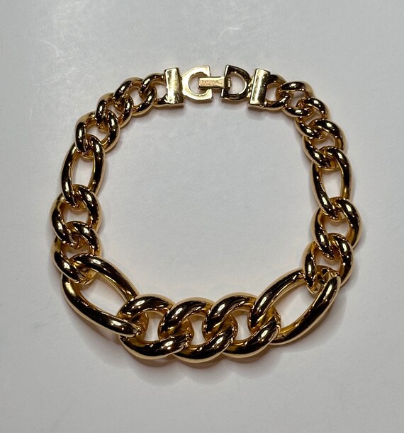 Christian Dior Gold Plated Metal Heavy Chain Link Bracelet. - Vtg