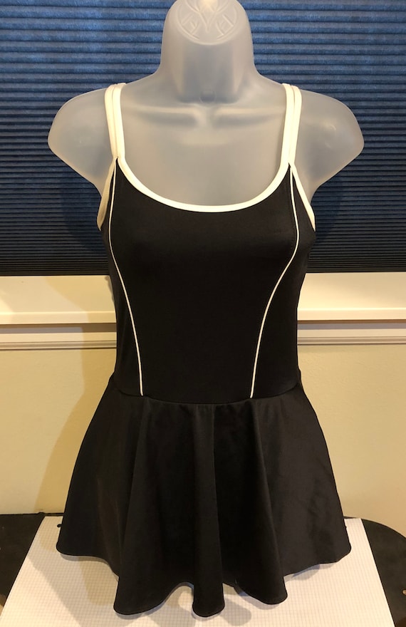 Black & White 1 pc Swimsuit w/ Circle Skirt by Mai